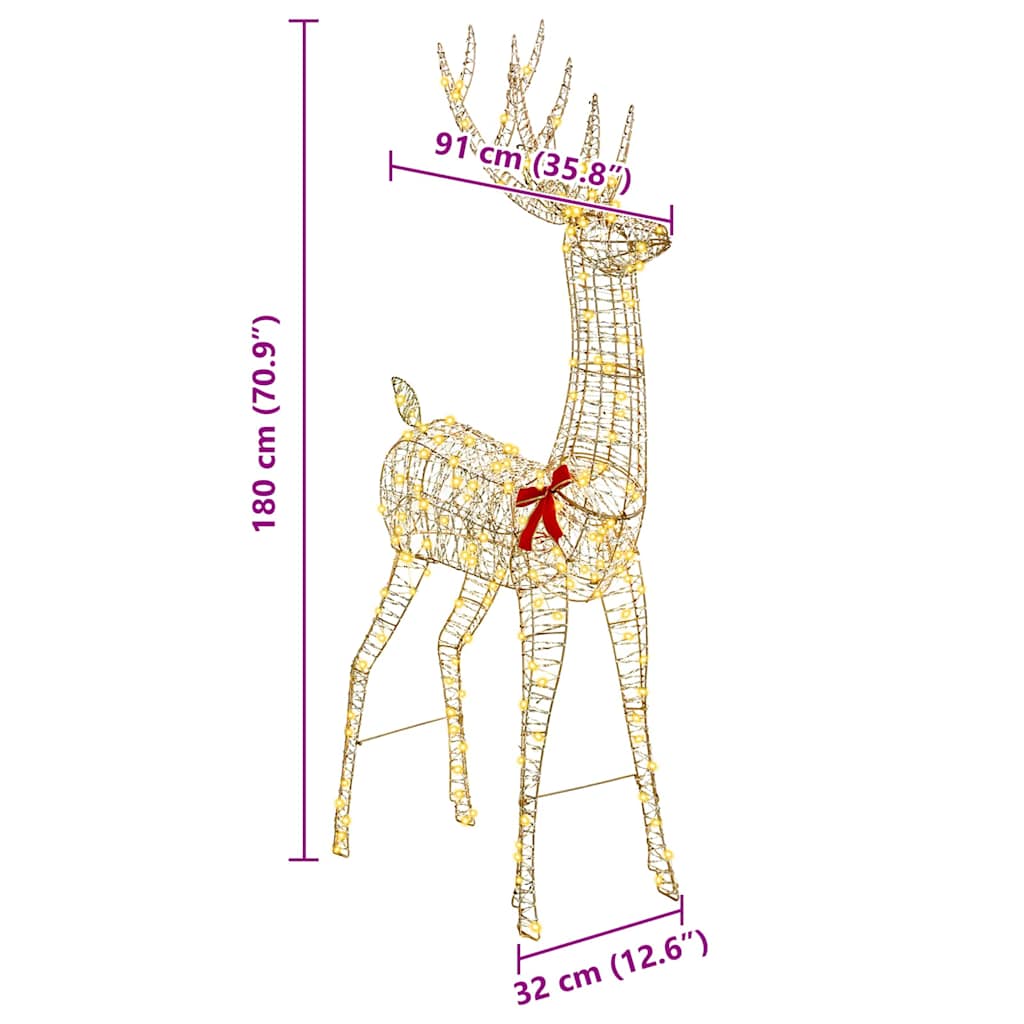 3D Reindeer Warm White 180 cm PET